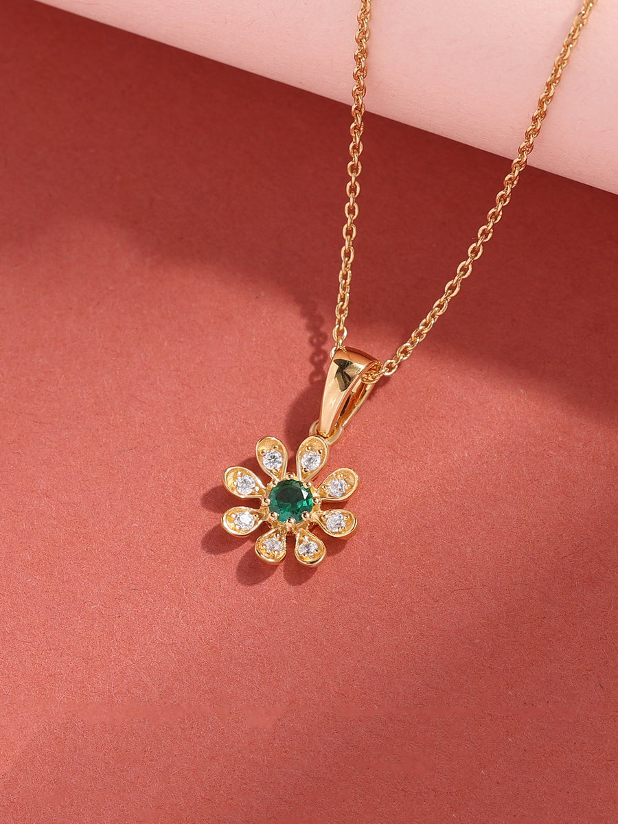 Emerald Flower Pendant For Women-1