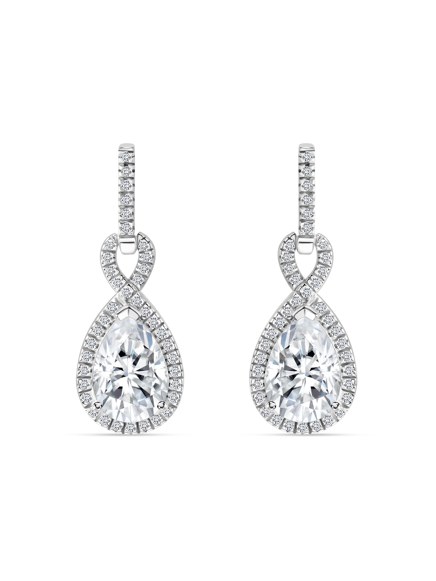 American Diamond Infinity Style Dangle Sterling Silver Earrings-1
