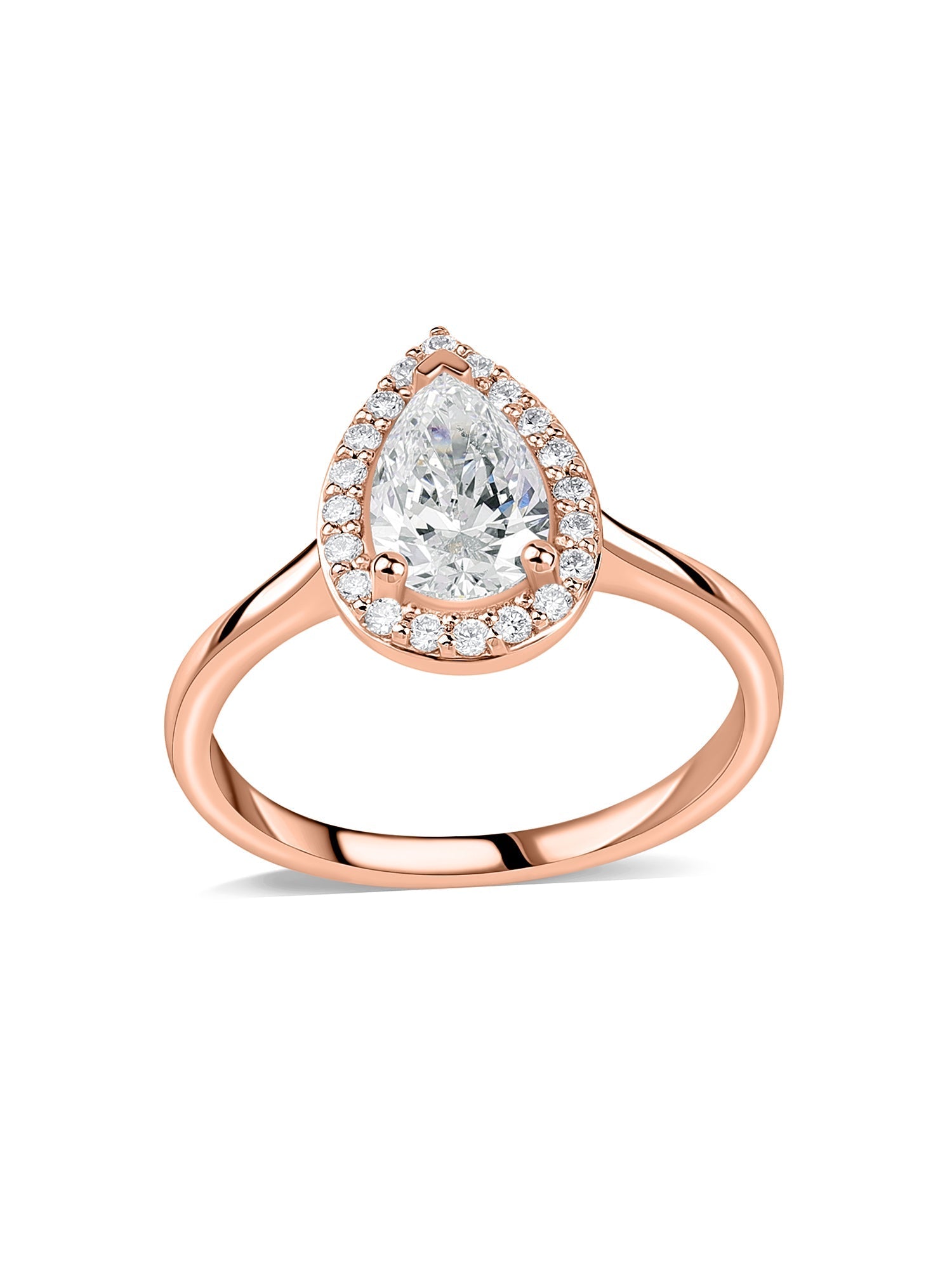 1 Carat Pear Lab Grown Diamond Halo Ring