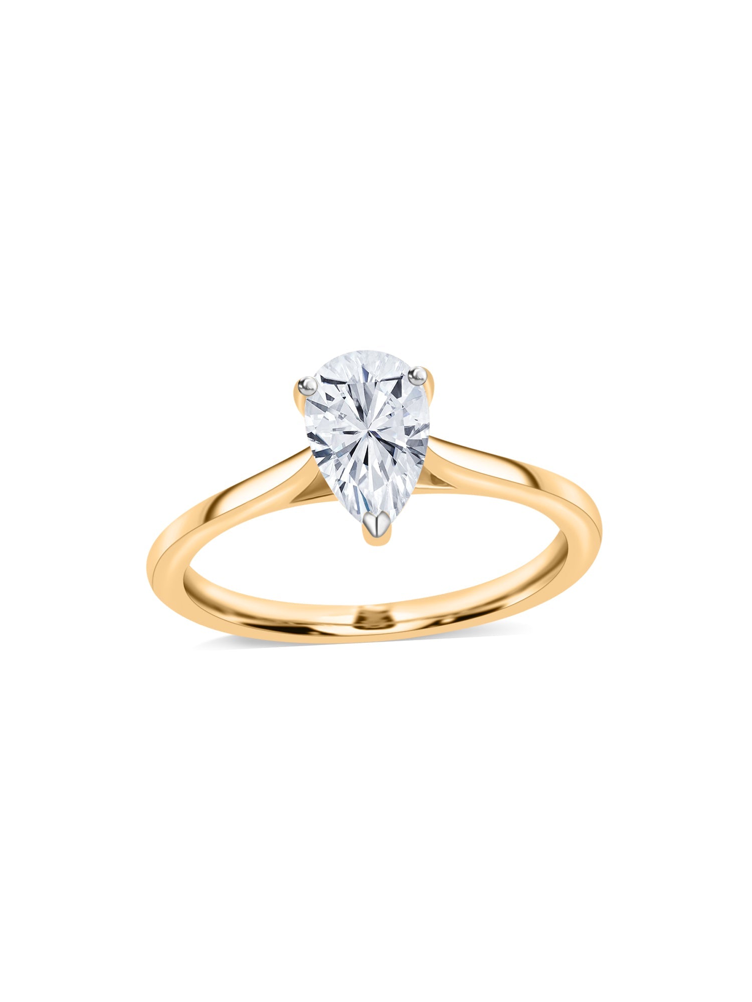 Lab Grown 1 Carat Pear Solitaire Diamond Ring