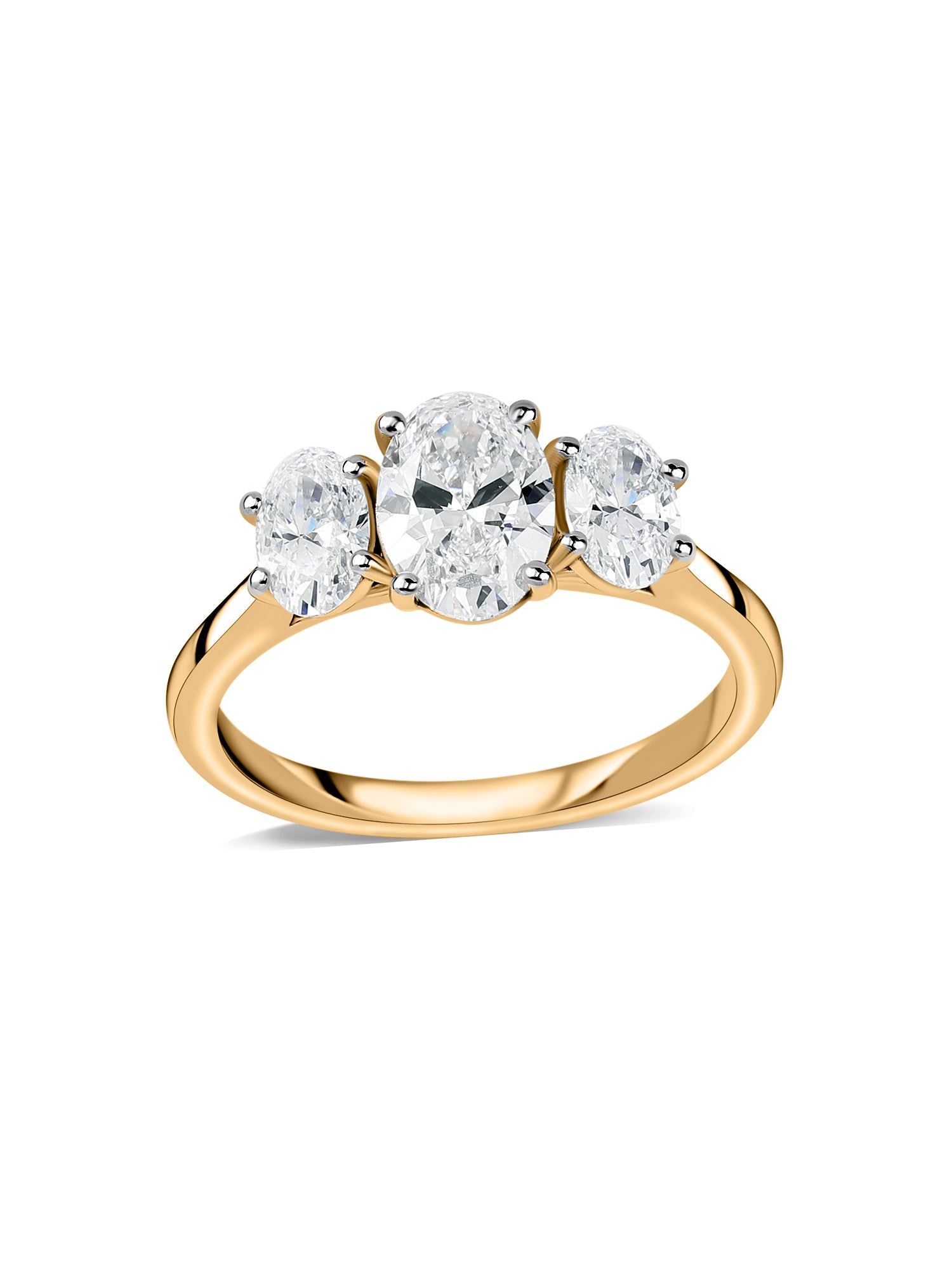 Oval Lab Diamond Three Stone Engagement Ring
