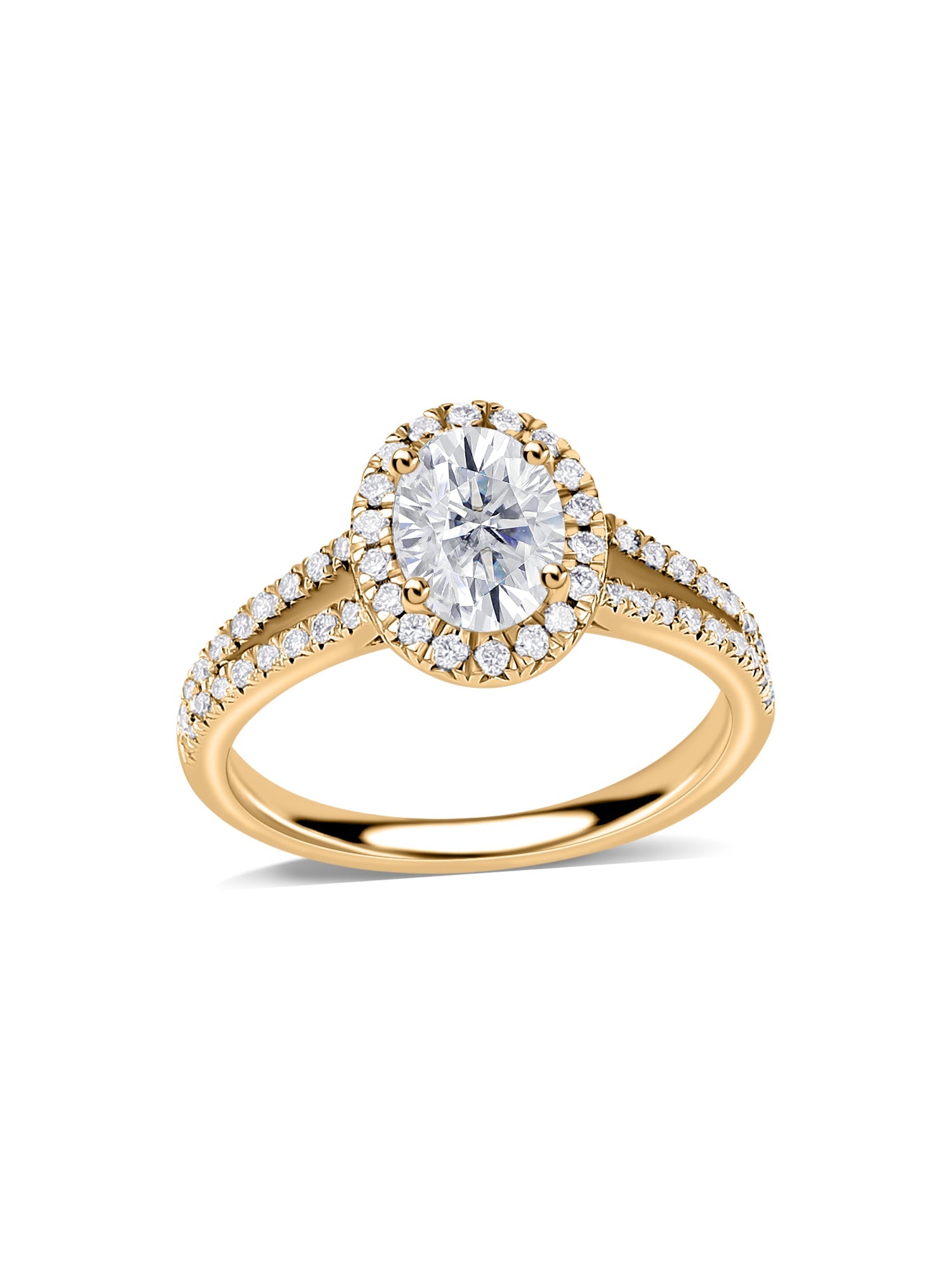 1 Carat Double Shank Lab Grown Diamond Halo Ring