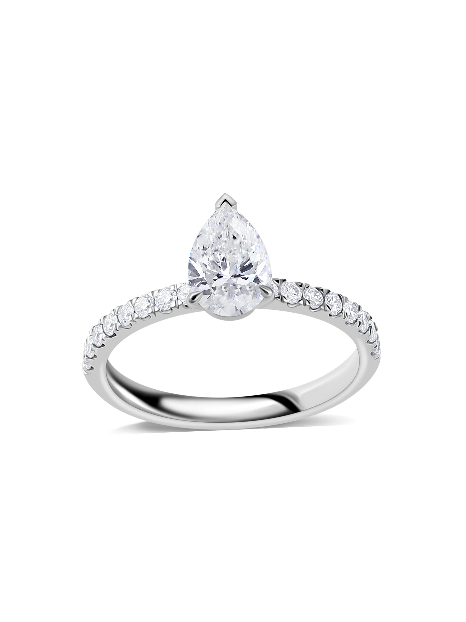 Graceful Pear 1.5 Carat Lab Diamond Solitaire Ring
