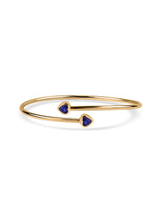 Blue Sapphire Heart Flexible Gold Bangle