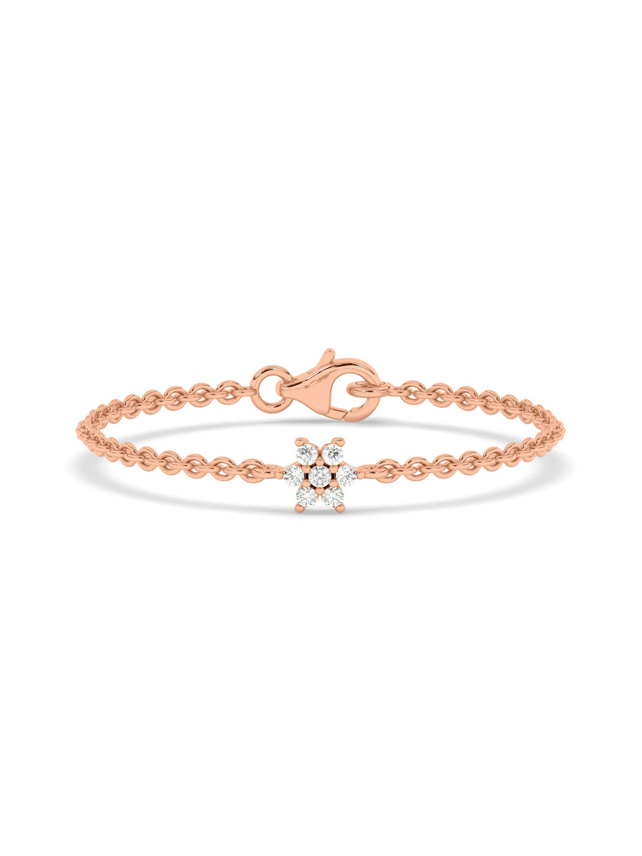 Daisy Diamond Flower Diamond Rose Gold Bracelet for Women