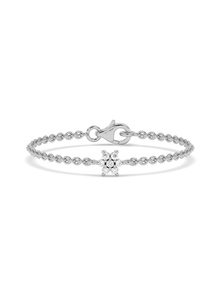 Daisy Diamond Flower Diamond White Gold Bracelet for Women