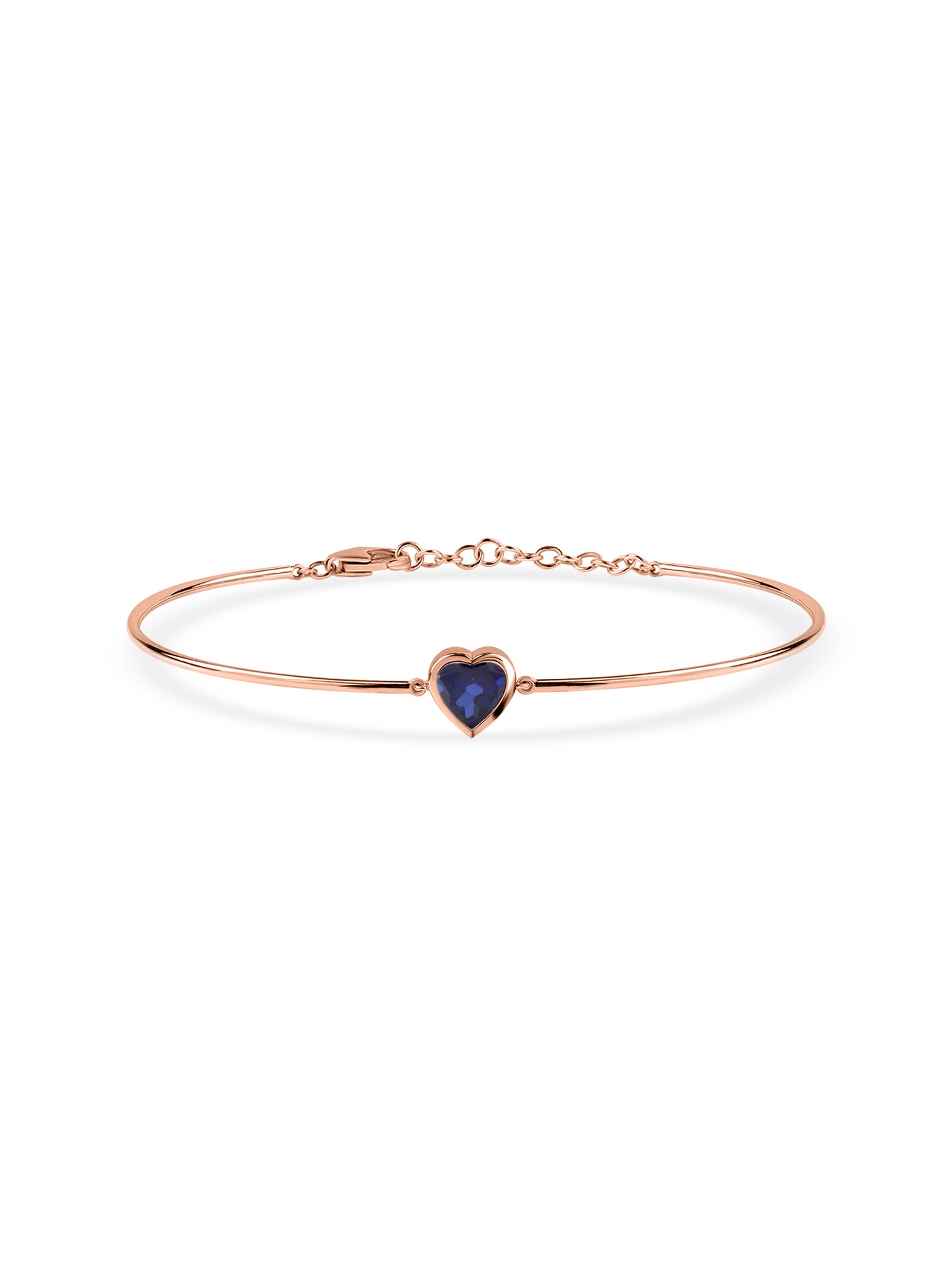 Natural Blue Sapphire Heart Gold Bracelet