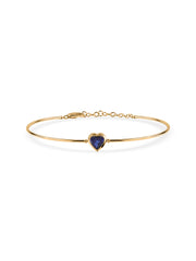 Natural Blue Sapphire Heart Gold Bracelet