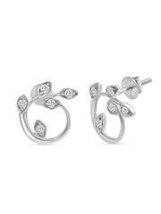 Lab Grown Lush Leaf Diamond Stud Earrings in Gold