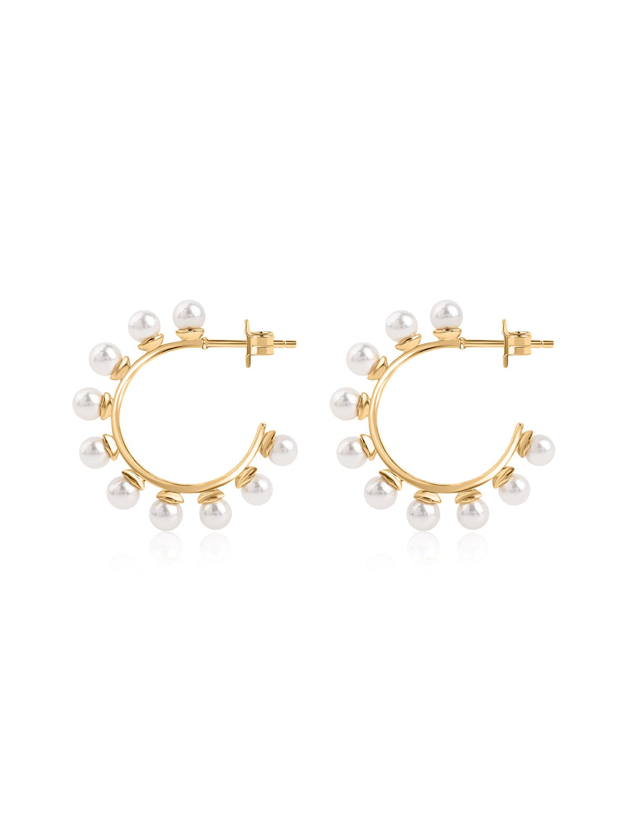 Pearl Studded Half Hoop Earrings