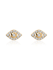 Lab Diamond Eye Motif Gold Stud Earrings