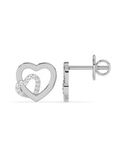 Lab Grown Lovely Heart Diamond Earrings In Gold
