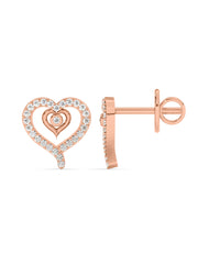 Lab Grown Romance Twin Heart Diamond Earrings In Gold