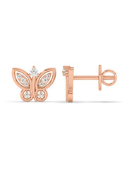 Lab Grown Butterfly Diamond Stud Earrings In Gold