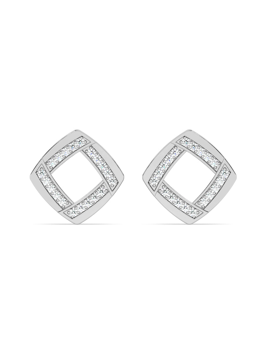 Lab Grown Square Diamond Studs in Gold