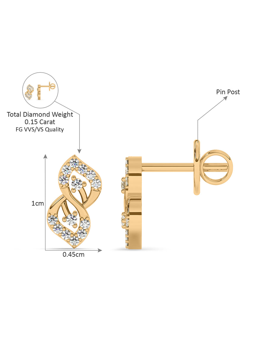Lab Grown Leafy Affair Diamond Earrings In Gold