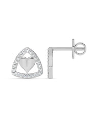 Lab Grown Trillion Heart Diamond Earrings in Gold