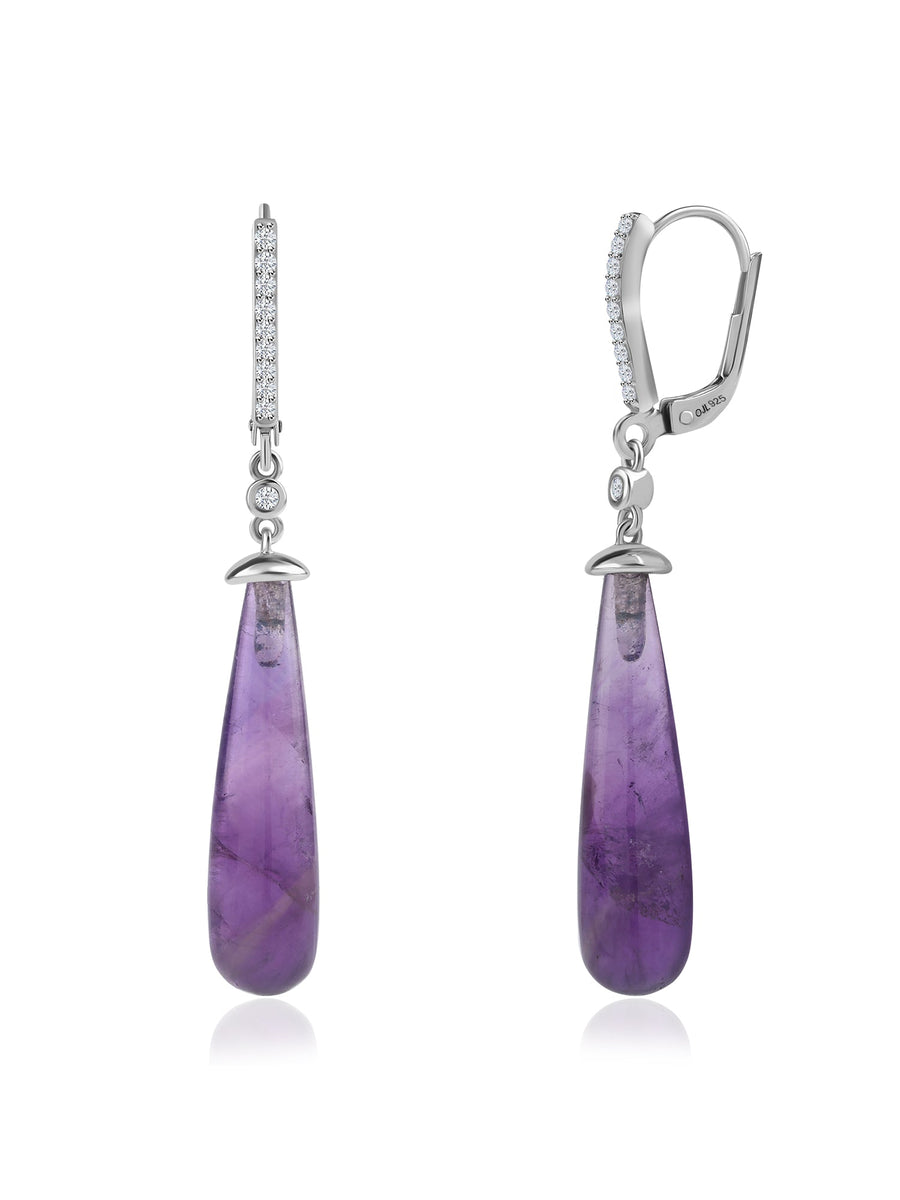 Natural Amethyst Drop Earrings
