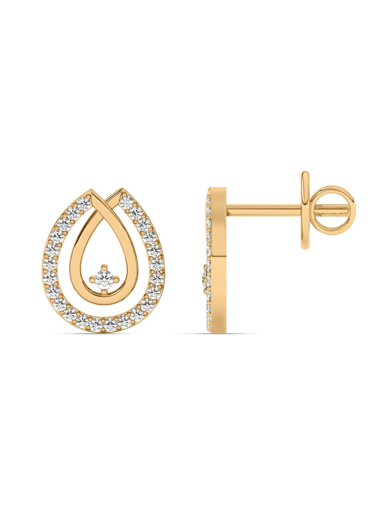 Drop Diamond Earrings In Yellow Gold