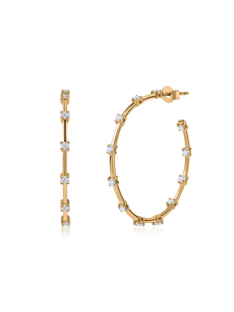 Ornate Big Gold Lab Grown Hoops