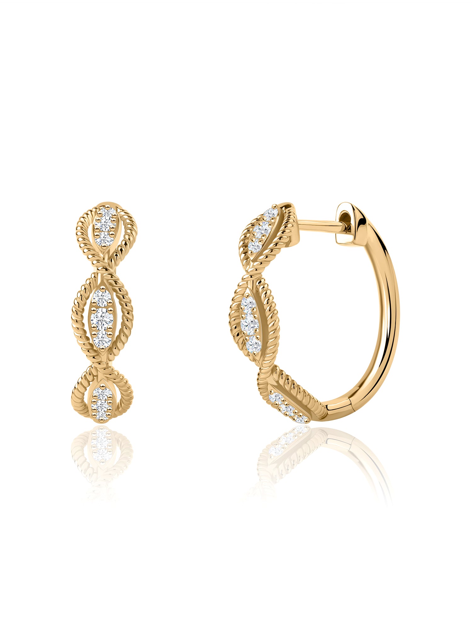 Lab Grown Infinity Twist Gold Hoops