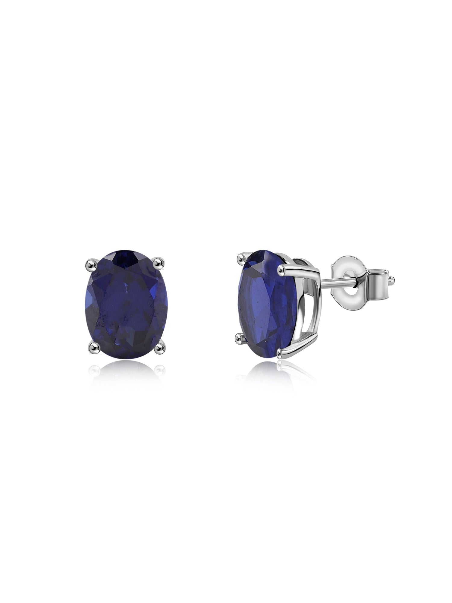 Blue Sapphire Oval Gold Earrings