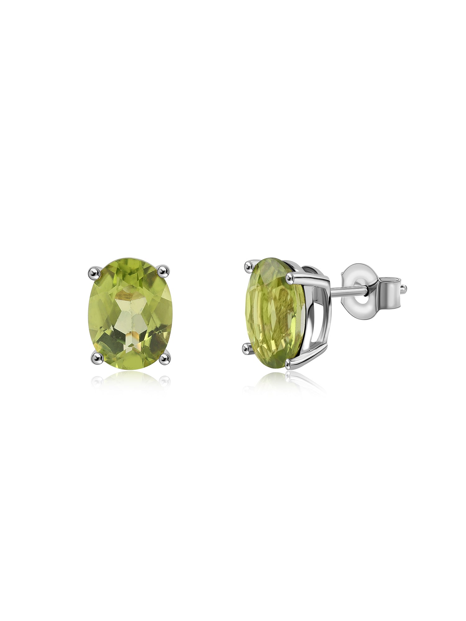 Peridot Oval Gold Earrings