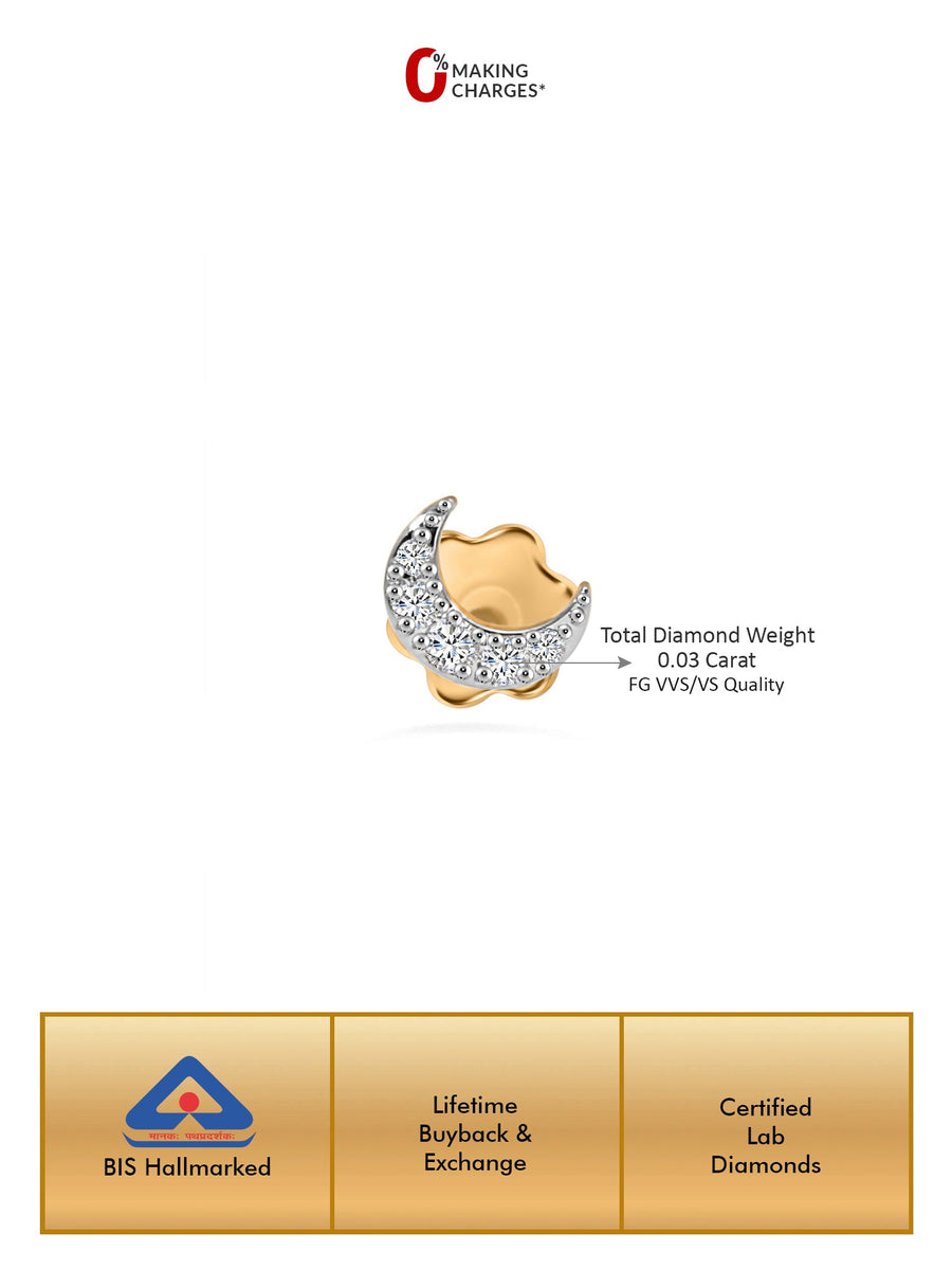 Crescent Moon Lab Grown Diamond Nose Pin