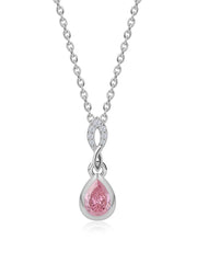 Pink CZ halo Necklace For Women