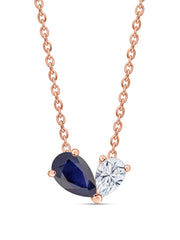 Natural Blue Sapphire Toi Et Moi Gold Necklace