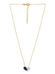 Natural Blue Sapphire Toi Et Moi Gold Necklace