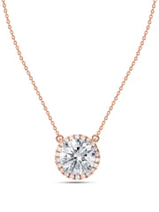 Ornate 2 Carat Solitaire Diamond Halo Necklace