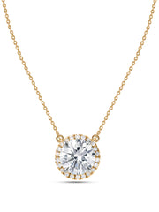 Ornate 2 Carat Solitaire Diamond Halo Necklace