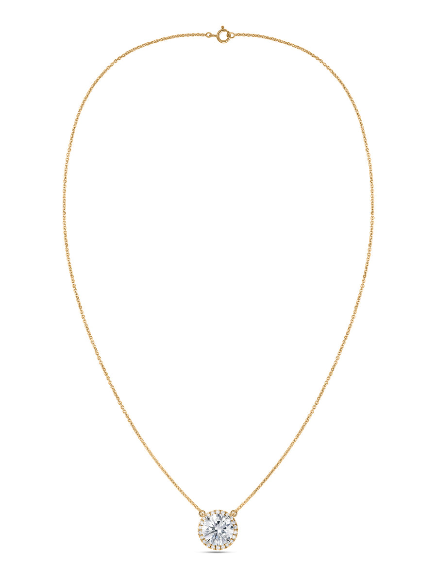Ornate 2 Carat Solitaire Diamond Halo Necklace