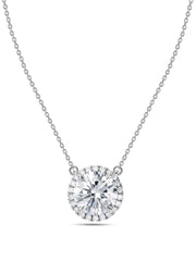 Ornate 2 Carat Solitaire Diamond Halo Necklace
