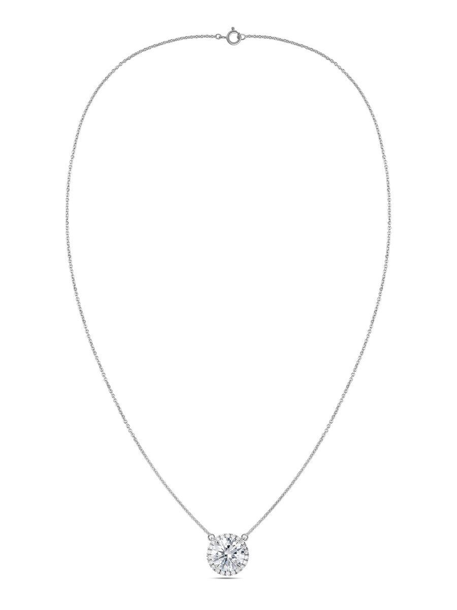 Ornate 2 Carat Solitaire Diamond Halo Necklace