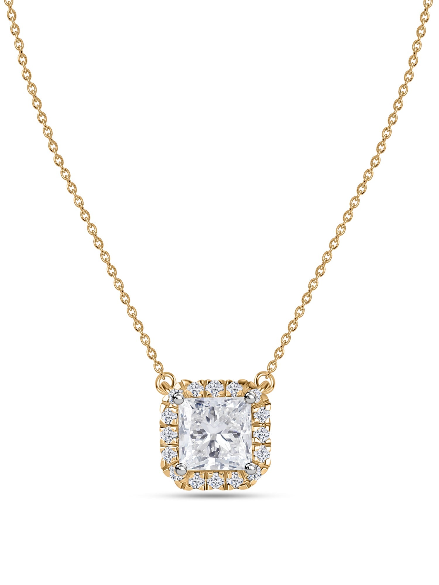 Princess 1 Ct. Lab Diamond Gold Necklace