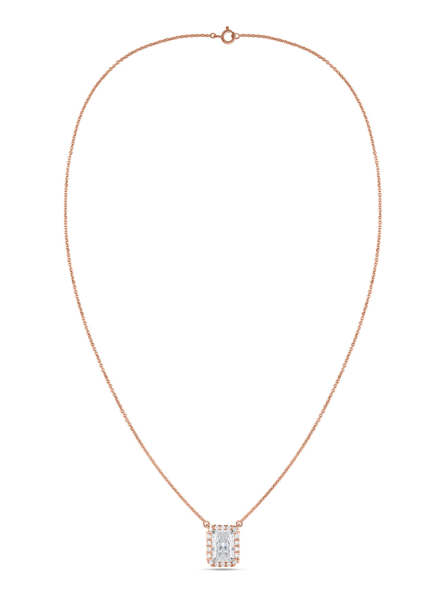 Ornate 2 Carat Solitaire Diamond Halo Necklace