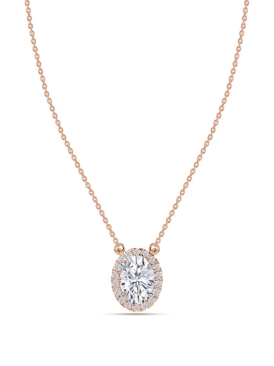 Ornate 1 Carat Halo Gold Necklace