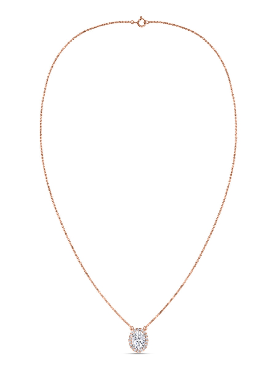 Ornate 1 Carat Halo Gold Necklace