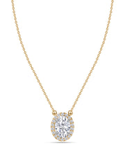 Ornate 1 Carat Halo Gold Necklace