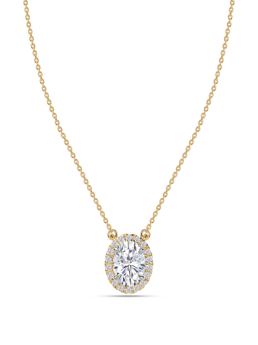 Ornate 1 Carat Halo Gold Necklace