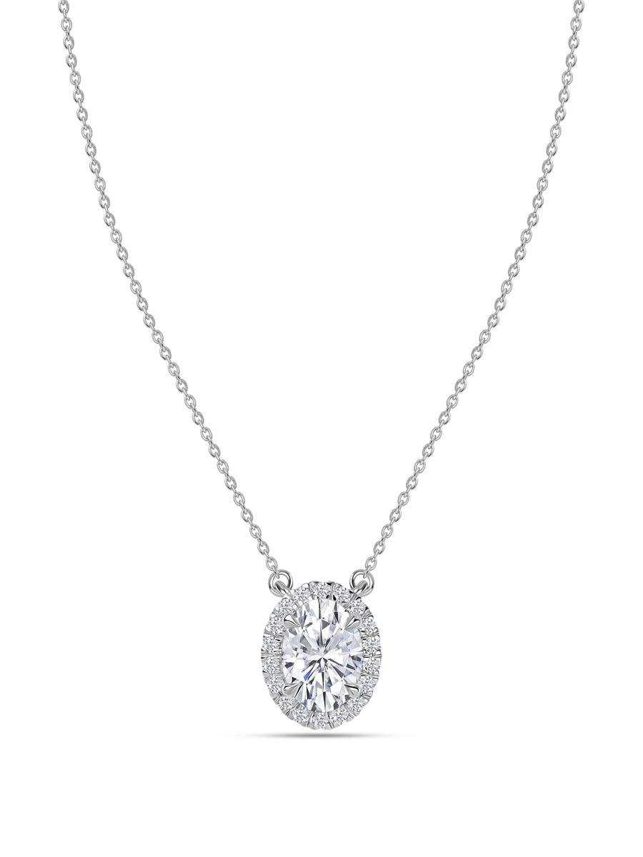 Ornate 1 Carat Halo Gold Necklace