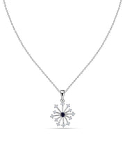 Snowflake Blue Sapphire Gold Pendant With Chain