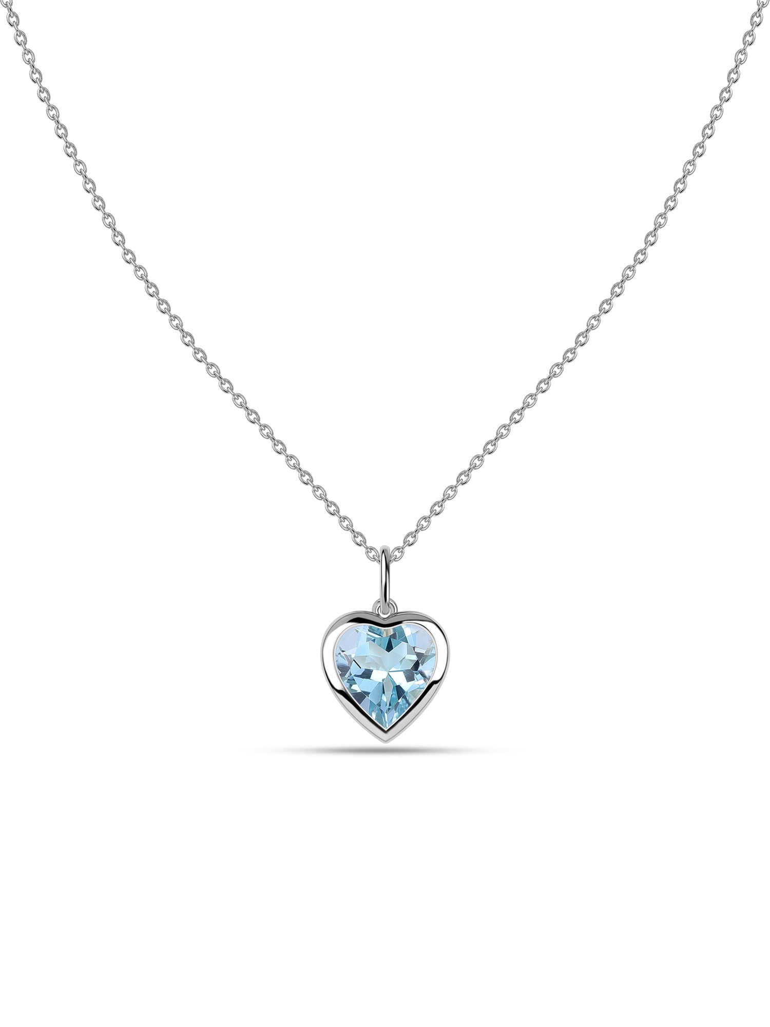 Blue Topaz Heart Solitaire Pendant with Chain