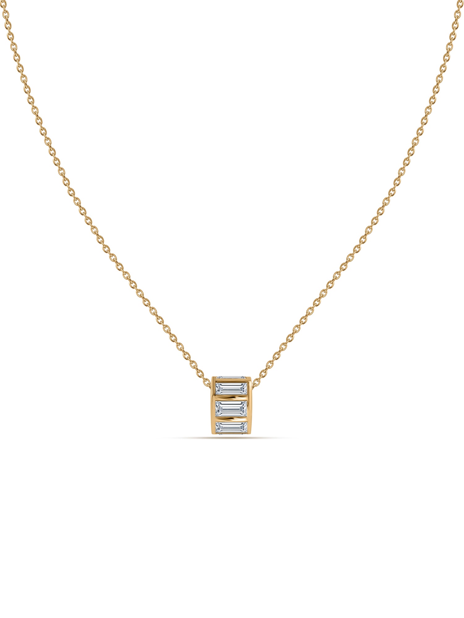 Baguette Lab Grown Diamond Barrel Necklace