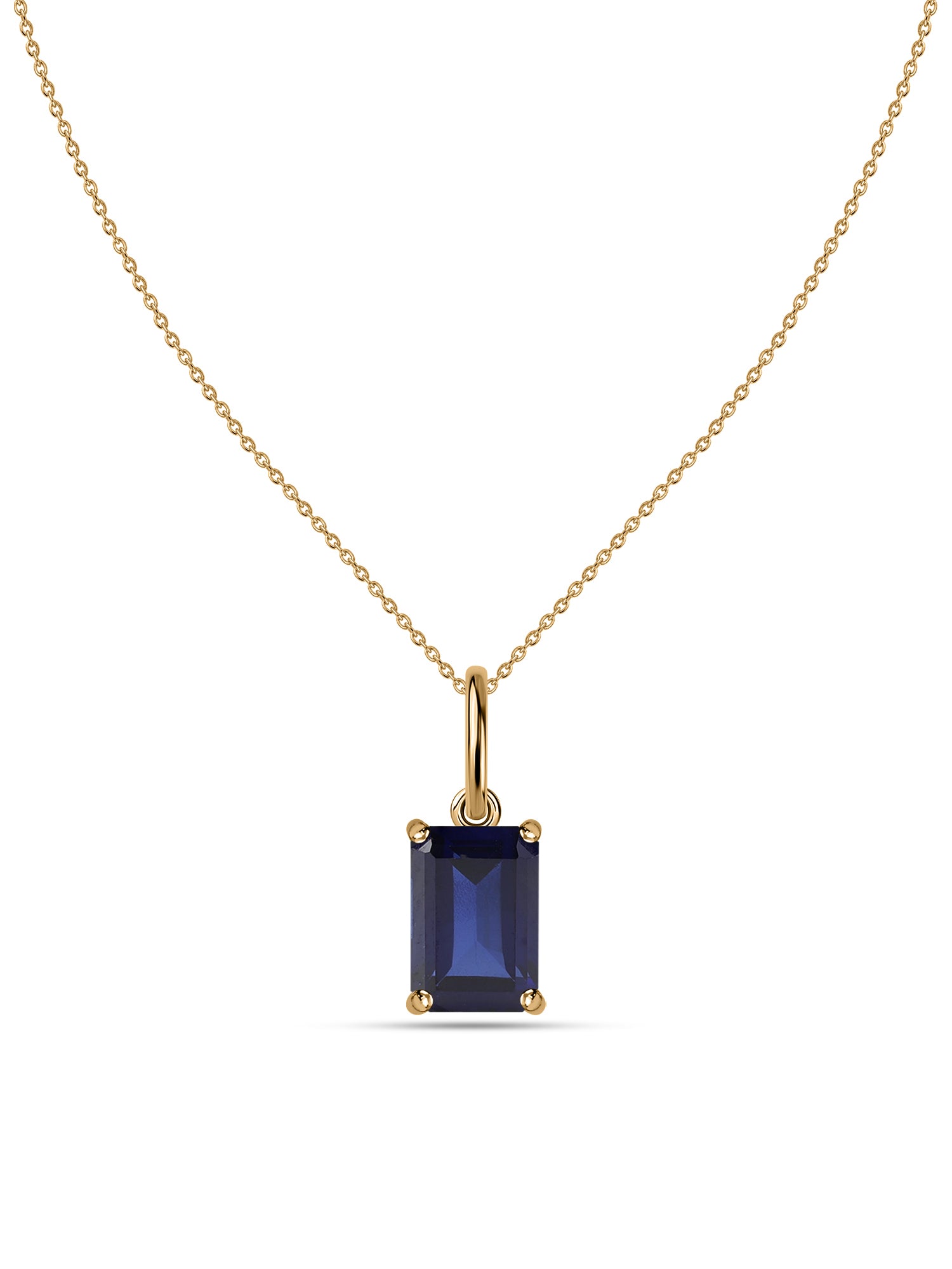 Natural Blue Sapphire Gold Pendant with Chain