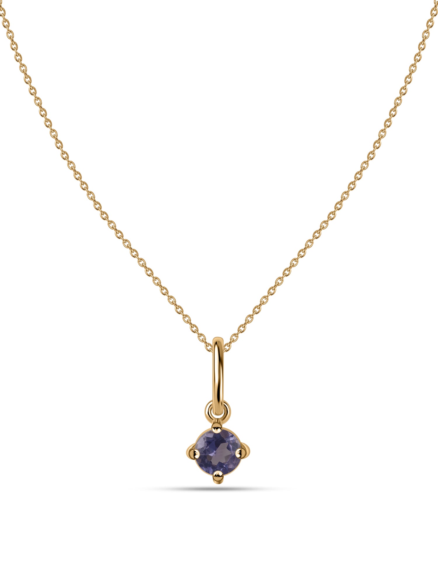 Iolite Gemstone Gold Pendant With Chain