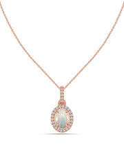 Ethiopian Opal Halo Gold Necklace