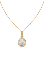 Ethiopian Opal Halo Gold Necklace